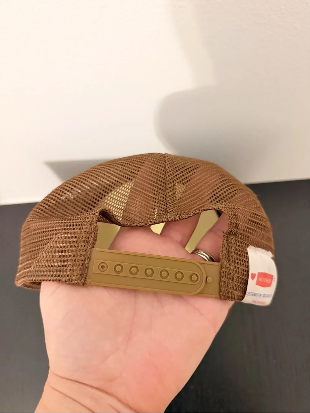 MOTHER The 10-4 Strokes Trucker Hat Anthropologie Brown Dug Out *